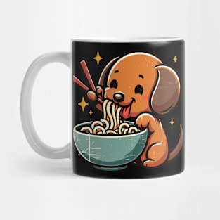 Kawaii english cream dachshund eating ramen Mug